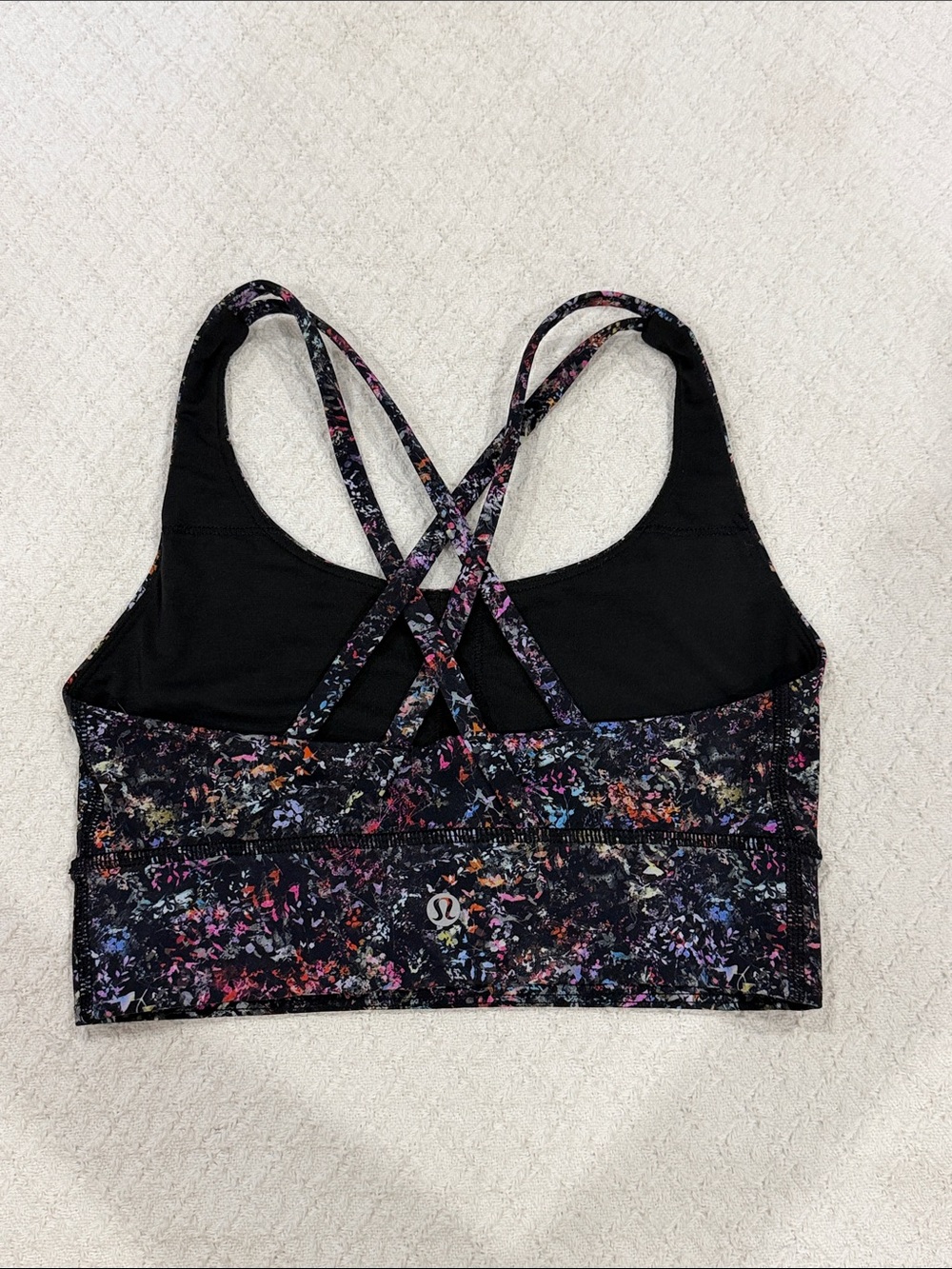 lululemon athletica Black with Multicolor Speckle Crisscross Sports Bra